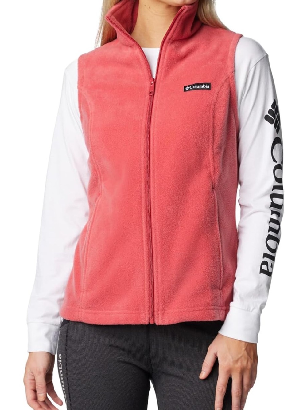 Columbia Women's Coral-Pink Benton Springs Full-Zip Fleece Vest